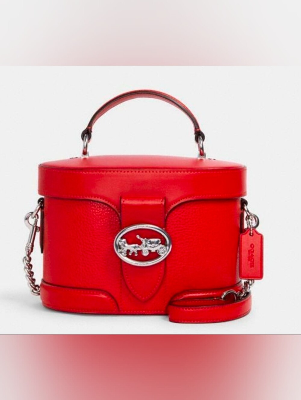 Coach Red Leather Turnlock Vanity Satchel, Free Shipping